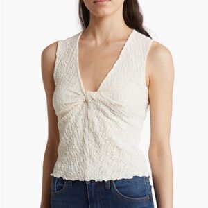 Madewell Cream Knotted V-Neck Tank